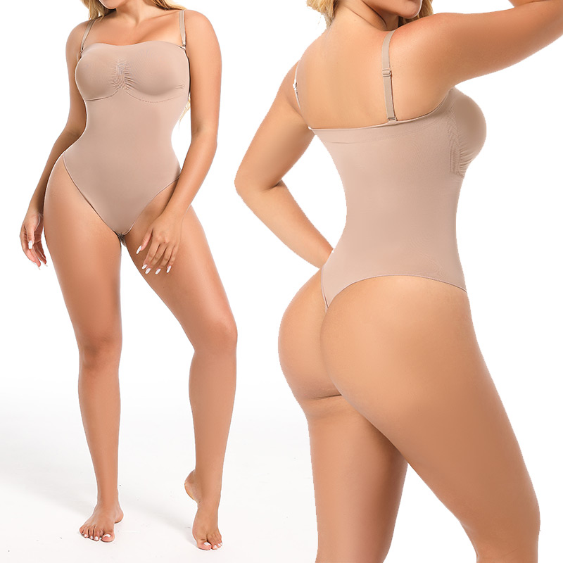 nude seamless sculpt strap waist cincher corset by model