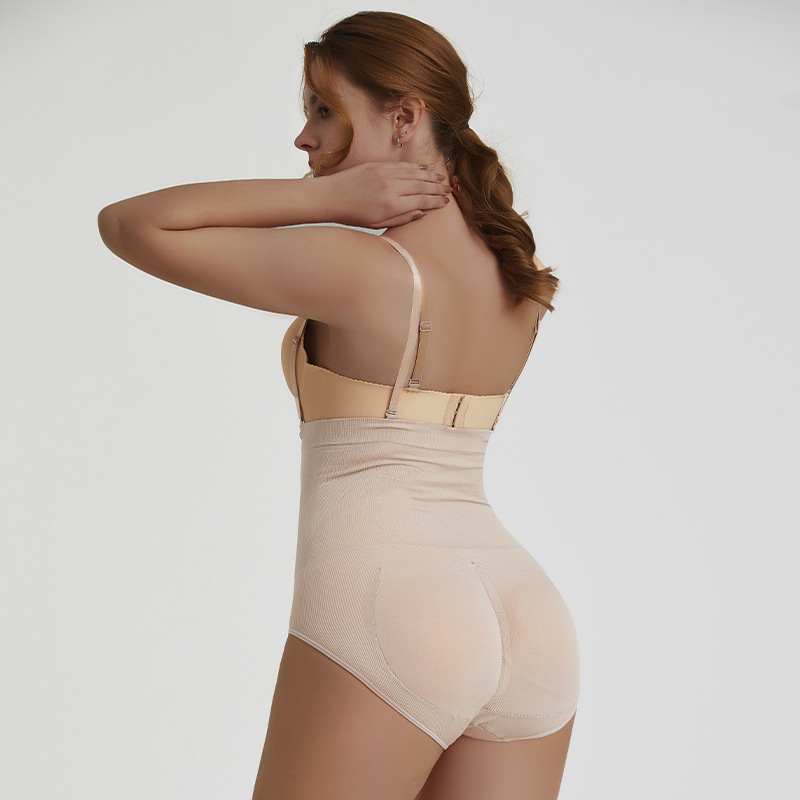 Tummy Control Adjustable Straps Seamless Open Bust Body Suit by model back view