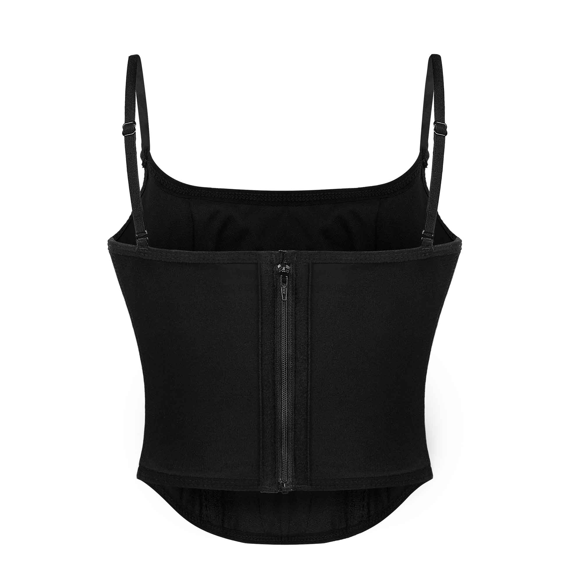 Rear Zipper Adjustable Straps Square Neck Corset back view