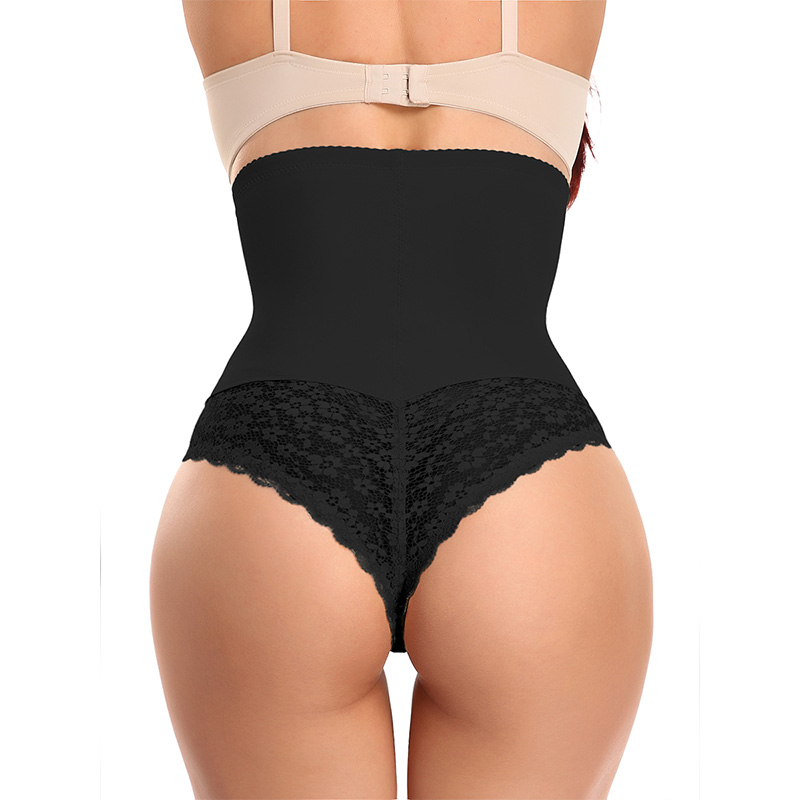 Sexy Slimming Body Butt Lifter High Waist Lace Thong Shapewear by a model back view